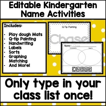 Preview of Editable Kindergarten Name Activities