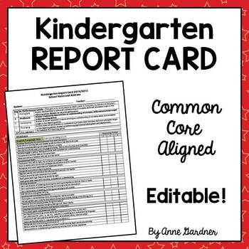 Preview of Editable Kindergarten Common Core Report Card {Standards Based Grading}