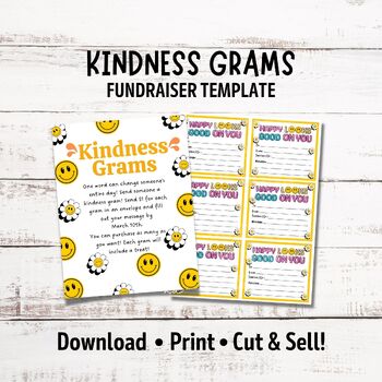 Preview of Editable Kindness Fundraiser Flyer Template for Kindness Day | Smiley Face Cards