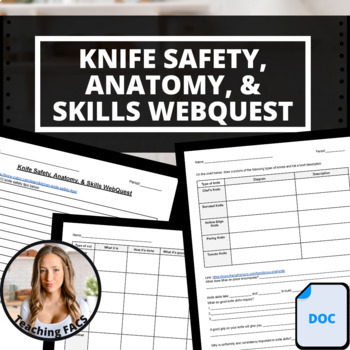 Preview of Editable Knife Safety, Anatomy, & Skills WebQuest [FACS, FCS]