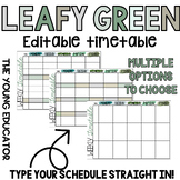 Editable 'LEAFY GREEN' Teacher Timetable Template