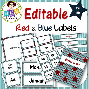 Preview of Editable Label Set - Red & Blue Set 3B