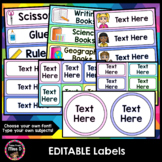 Editable Labels - Name Labels and Classroom Labels (Rainbo