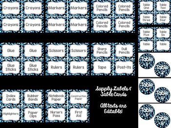 Editable Labels: Blue Confetti (Polka Dots) | TPT