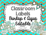 Editable Labels: Burlap & Aqua