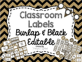 Burlap & Black Editable Classroom Labels