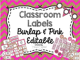Editable Labels: Burlap & Pink