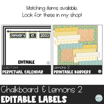 Editable Labels - Chalkboard and Lemons - Printable Modern Farmhouse Decor