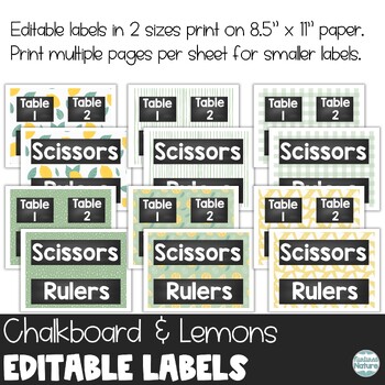 Editable Labels - Chalkboard and Lemons - Printable Modern Farmhouse Decor