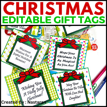 Editable Labels - Christmas Gift Tags Printable - Name Tags by Nastaran