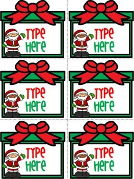 Preview of Editable Labels - Christmas Gift Tags With Santa  - Name Tags