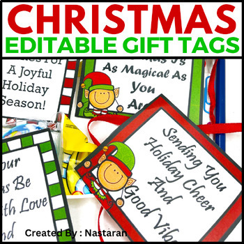 Preview of Editable Labels - Christmas and Holiday Gift Tags Printable  - Name Tags