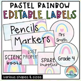 Editable Labels | Classroom Labels | Pastel Rainbow