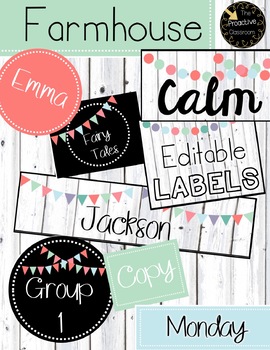 Preview of Editable Labels / Library Labels - Farmhouse Calm --10 Designs!!