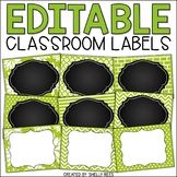 Editable Labels Chalkboard and Lime Green