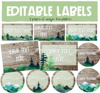 Preview of Editable Labels - Mountain Theme