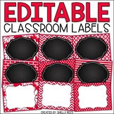 Editable Labels Chalkboard Red Labels