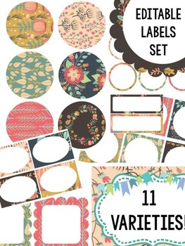 Preview of Dollar Deal $$ : Editable Labels Set : Woodland Country Florals