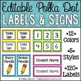 Editable Polka Dot Labels