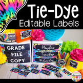 Editable Labels Tie Dye Retro Classroom Decor Theme