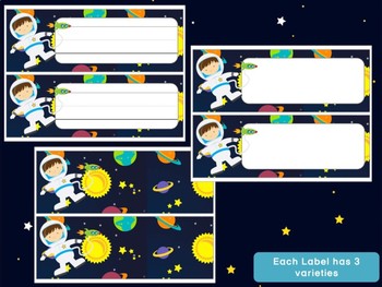Editable Labels and Name Tags: Outer Space, Astronauts, Aliens by