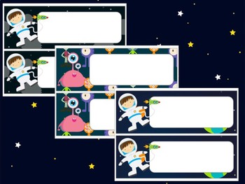 name kindergarten tags printable free Space, Tags: Labels and Editable Outer Astronauts Name