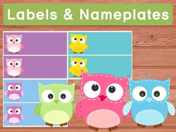 Editable Labels And Name s Patchwork Owls And Solid Background