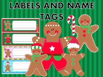 Preview of Editable Labels and Name Tags : Christmas Gingerbread Men