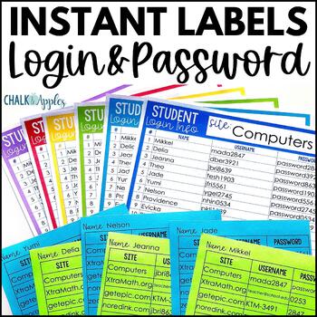 Preview of Editable Labels for Student Login and Password Cards - Autofill Login Cards