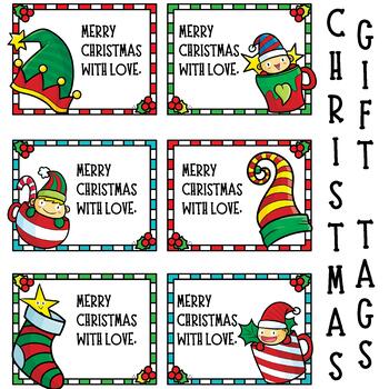 Preview of Editable Lables - Christmas Gift Tags with Elf &.. - From Teacher to Student