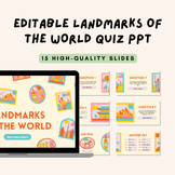Editable Landmarks of the World Geography Quiz Canva Template