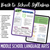 Editable Language Arts Syllabus Template for Middle School