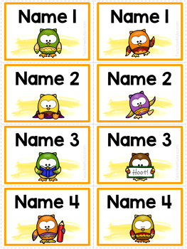 owl themed name tags editable for lanyards by nylas crafty teaching