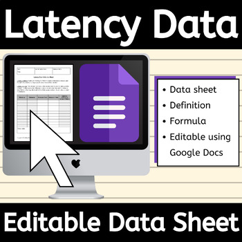 Preview of Editable Latency Data Collection Sheet for Recording, ABA Tracking Google Doc™