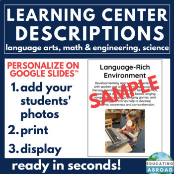 Preview of Editable Learning Center Signs for Open House | LA, Math, Engineering, Science