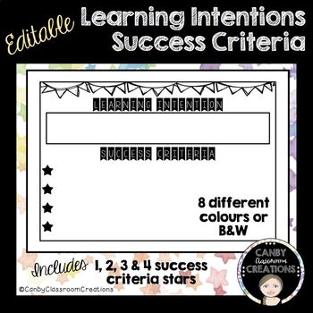 Preview of Editable Learning Intention Success Criteria