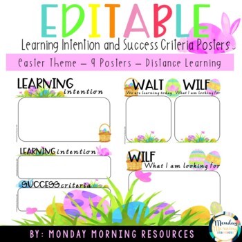 Preview of Editable Learning Intention and Success Criteria Posters - Easter Theme