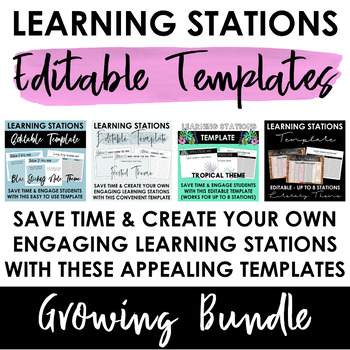 Preview of Editable Learning Stations Templates BUNDLE: Create your own learning stations!