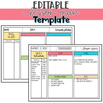 Editable Lesson Plan Template by Ms Rhose in Sped | TpT