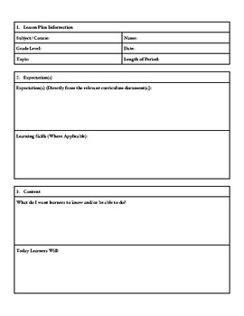 Preview of Editable Lesson Plan Template