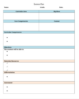 Preview of Editable Lesson Plan Template