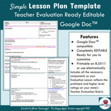 Editable Lesson Plan Template Teacher Effectiveness Perfor
