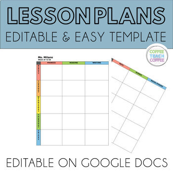 Preview of Editable Lesson Plan Template, Weekly Digital & Printable Lesson Plans