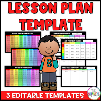 Preview of Editable Lesson Plan Template: Yearly, Weekly, Standards and Objectives