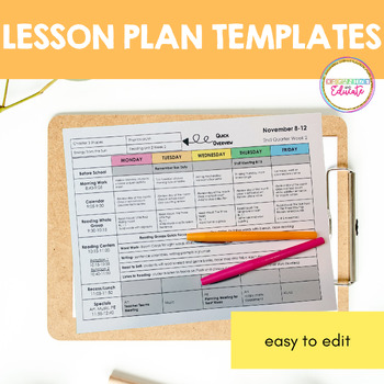 Preview of Editable Lesson Plan Template for Easy Customization