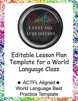 Preview of Editable Lesson Plan Template for Spanish/World Language with ACTFL Standards