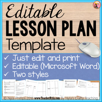 Preview of Editable Lesson Plan Template in Ms Word - Just Edit and Print