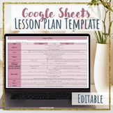 Editable Lesson Plan Template on Google Sheets