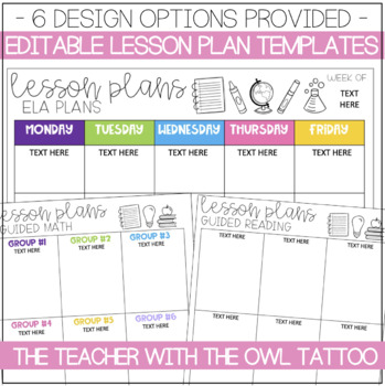 Preview of Editable Lesson Plan Templates