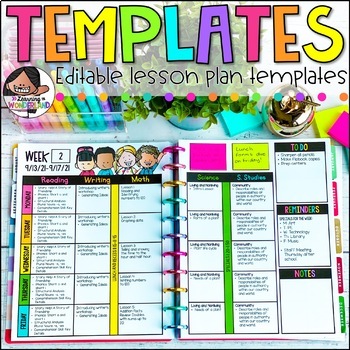 Preview of Editable Lesson Plan Templates | Printable and Digital | Back to School